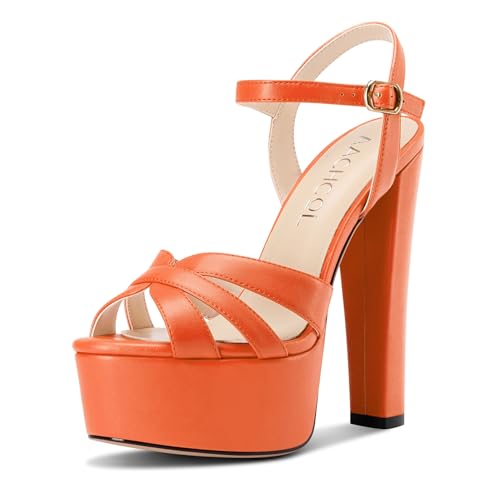 Aachcol Mujer Abierta Punta Chunky Ancho Heel Sandalias Plataforma Correa