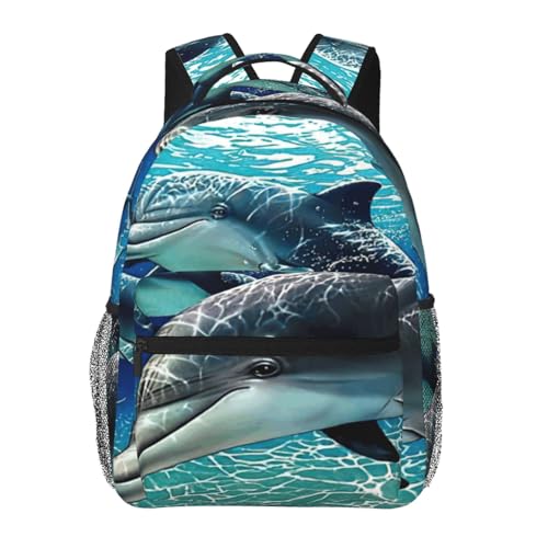 Mochila ligera plegable para camping que soluciona la falta de espacio con estampado de delfines