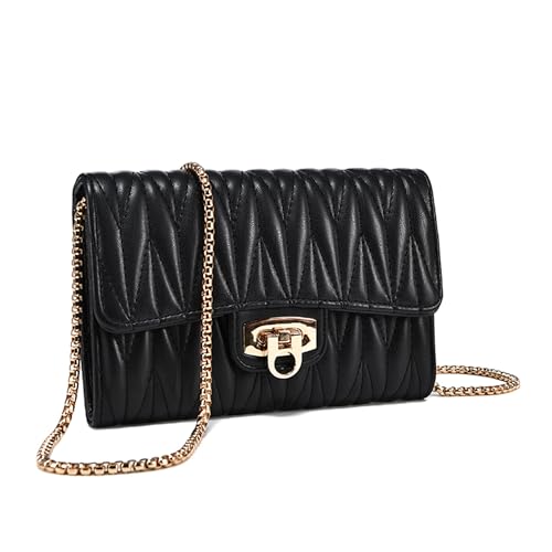 AUYKERUN Women's Quilted Crossbody Bag with Chain Strap, Leather Clutch Purse for Evening & Daily Wear