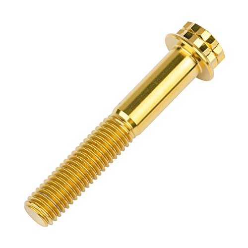 Image of Titanium Flange 12 Point Head M8 x15 20 25 30 35 40 45 50 55 60 65mm Screw Bolt Pack of 4 (M8x45mm, Gold)