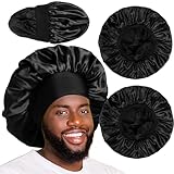 2pcs Bonnets for Men, Double Layer Hair Bonnet Satin Bonnet for Women Curly Hair Braids, F