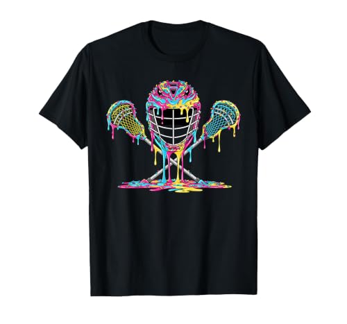 Lacrosse Drip Ice Cream Lax Helmet Sticks Sport Player T-Shirt, Men, Black, 3X-Large
