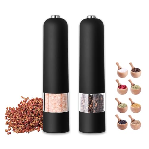 Sonhomay Moulin à poivre électrique 2 pièces Moulin à sel et poivre électrique à piles Moulin à sel et poivre automatique