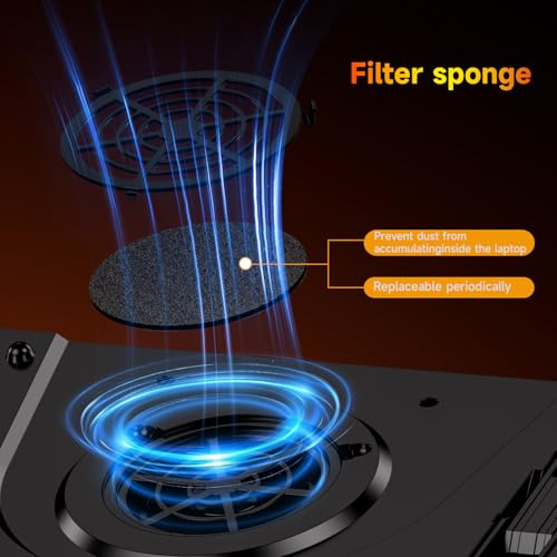 Image of IETS GT300 Upgraded Laptop Cooling Pad with Adjustable Stand, Turbo Boosted Cooler for Rapid Cooling 10-17inch Gaming Laptop, Flexible Sealing Ring,Featuring Air Filtration and USB Hub