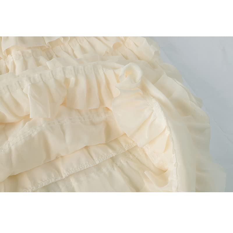 Jupe plissée taille haute en mousseline opaque beige taille unique parfaite