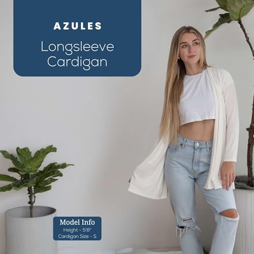 Image of Azules Long Sleeve Womens Cardigan, Flowy Longer Rayon Sweater Lightweight Cardigan for Casual or Dressy Outfits