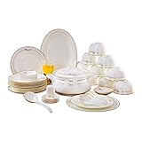 MIIKHI Geschirrset, Teller-Set, Keramikgeschirr-Set, 56-teilig, Phnom Penh im europäischen Stil