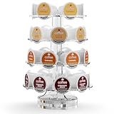 iMMDOKIN Crystal Clear Acrylic Coffee Pods Holder Carousel Compatible with 30 Keurig K-cup Pod And Nespresso Vertuo Capsuless, Space-Saving Coffee Pod Storage Organizer for Small Countertop