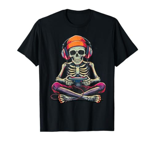 Skeleton Gamer Funny Halloween Video Gaming Boys Men Kids T-Shirt