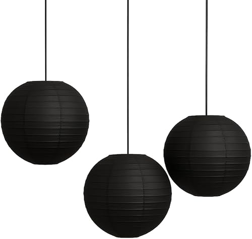Miniatura 43 de Paquete de 3 linternas redondas de papel para decoración de boda y fiesta de cumpleaños (blanco, 12 pulgadas/11.8 in)