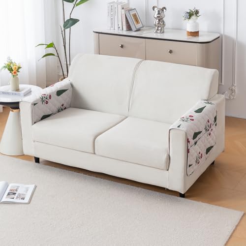 Image of House of Quirk 'Mughal Series' Printed Quilted Sofa Cover for 1 /2 /3 /4 Seater - Anti-Slip, Washable Couch Protector Slipcover (2 pcs Armrest, Shalimar Garden, 80x60 cm)