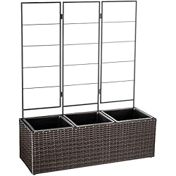 Maceteros Chinos Amazon Amazon Basics Redonda Maceta de mimbre con revestimiento interior de plástico, 3 cubos, 96,5 cm, marrón