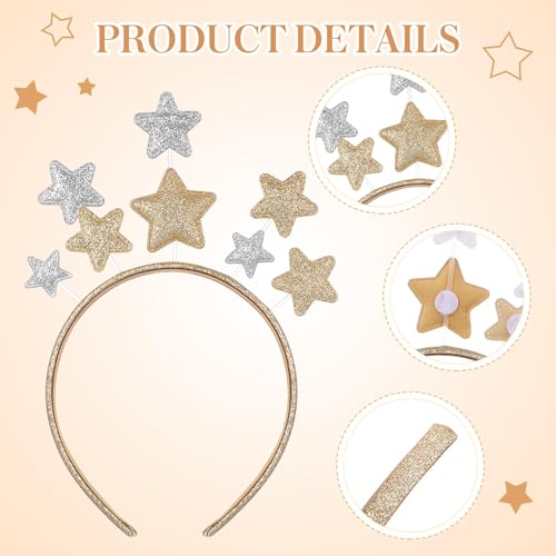 Athem Weihnachten Stern Haarreifen - Glitzer Gold Silber Stern Stirnband Weihnachten Haarband für Damen Mädchen, Weihnachten Party Haarbänder für Urlaub Geburtstag Party Festival
