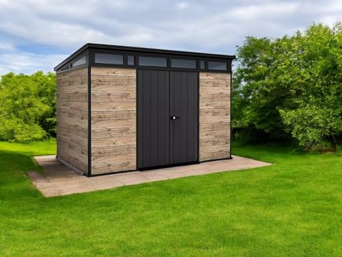 Transform Your Outdoor Space with Our Premium Signature Collection Resin Storage Shed, Wooden Look, Black and Brown, (11' x 7') - Image 4