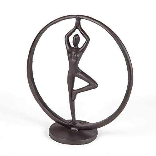 Danya B. Yoga Tree Circle Cast Iron Sculpture Modern Art Shelf Décor And Gift For Yoga And Meditation Lovers For Home Office, Yoga Studio Or Home Decoration Statement Piece #TOP3