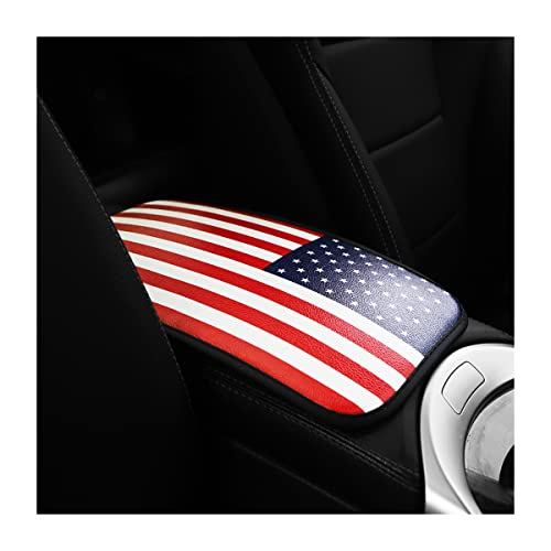 Blau Grun American Flag Car Center Console Pad, Pu Leather Armrest Storage Box Mat, Vehicle Seat Box Cover Protector, Auto Interior Decor Accessories Universal For Suv Truck (Style B) #TOP24