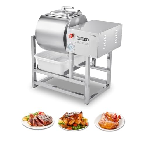 VEVOR Commercial Meat Tumbler Marinator, 40L Vacuum Tumbler Marinating Machine with Bidirectional Rotation and 3-Speed, Stainless Steel Vacuum Curing Machine for Chicken Pork Fish, Steak House