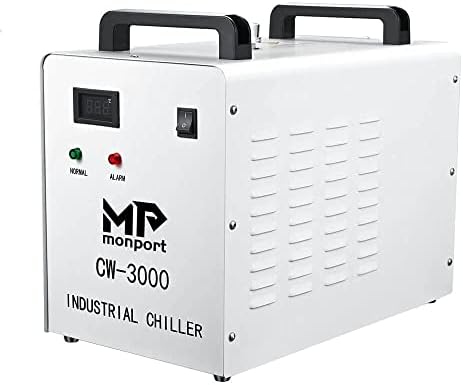 Monport 9L CW-3000 Industrial Water Chiller for 40W-80W CO2 Laser Engraver 0.6 HP (0.45kW) Max Flow (10L/min)