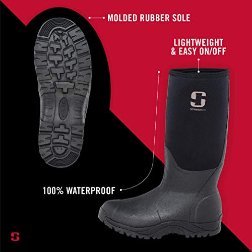 Striker Men's Durable Waterproof Lightweight Insulated Easy On/Off Outdoor Fishing Ice Boot with Molded Rubber Sole4
