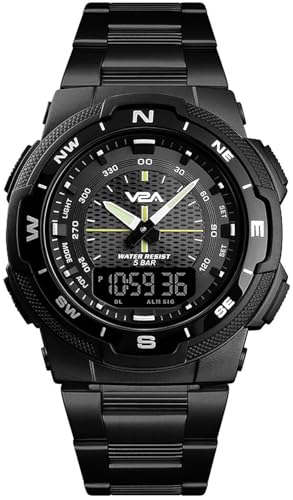 V2A Analogue – Digital Men’s Stainless Steel Watch (Black Dial Black Colored Strap)