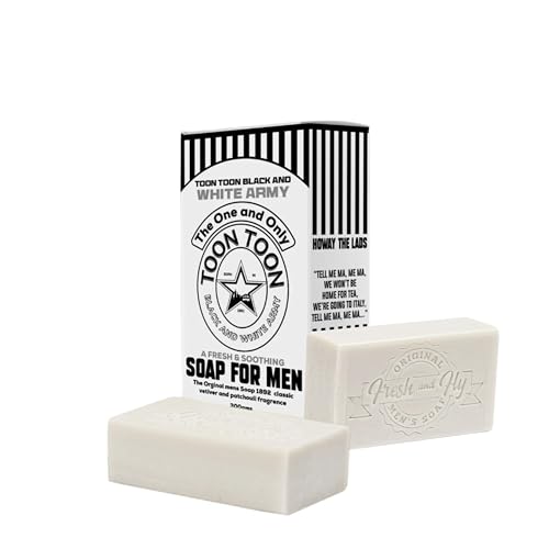 Toon Toon Black and White Army Men's Natural Bar Soap, Handmade Grooming Essential, Gently Cleanses and Nourishes Skin