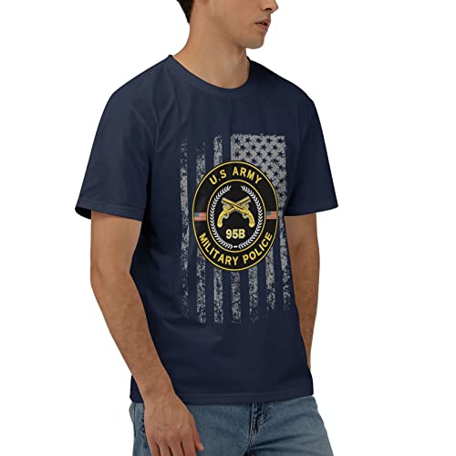 Army Mos 95B Military Police Men's Classic T-Shirt, Cotton Short Sleeve Navy Blue Medium #TOP1