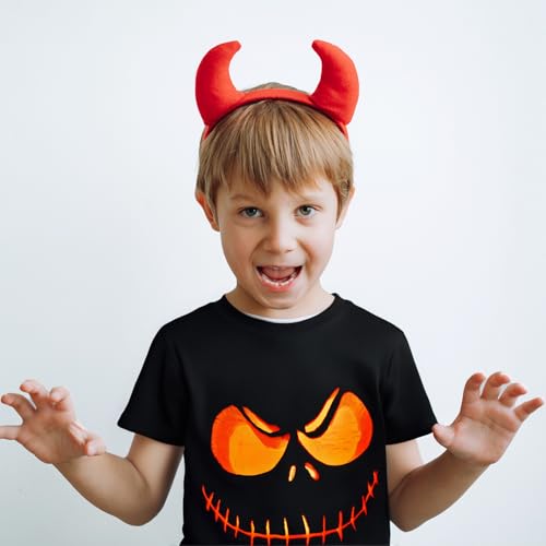 Toddler Boy Girl Halloween Shirts Pumpkin Short Sleeve Shirts Kids Skeleton Glow in Dark Tee Tops 2-7 Years2