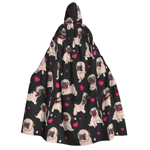 Bonito disfraz de carlino con capucha para hombre y mujer, disfraz de Halloween, Navidad, carnaval, fiestas