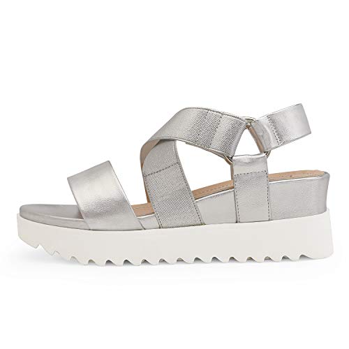 DREAM PAIRS DREAM PAIRS Women's Silver Open Toe Ankle Strap Platform Wedge Sandals Size 8.5 M US Charlie-5