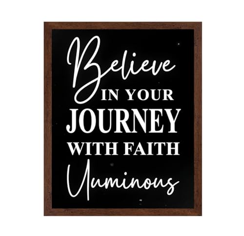 ALPINE INK CO. Inspirational Quote Poster with Frame - Believe in Your Journey with Faith Artwork - Elegant Script Typography Design - Living Room Office Wall Decor - 16x20 Brown Framed Print