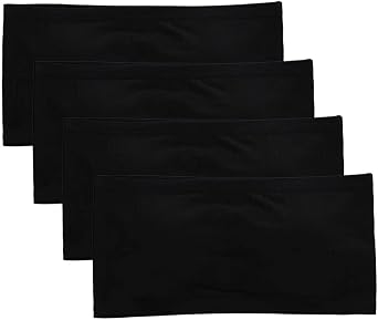 4 Pack Padded Bandeau for Girls - Breathable Cotton Bra Strapless Bralette Wireless Seamless Crop Tops with Removable Pads