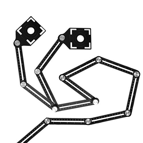Zripool 2Pcs Multi Angle Measuring Ruler 6 Folding Ruler Tile Hole Positioning w/Drill Guide for Puncher Carpentry