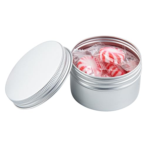 Restaurantware-Chef 101 4 Ounce Tin Storage Boxes, 10 Round Tin Boxes with Lids - Durable, Screwable Lids, Silver Aluminum Storage Containers, Customizable, Fits Mints, Pills, Or Herbs by Restaurantware - Used condition - Image 8