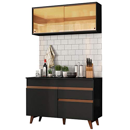 Cozinha Compacta Madesa Reims 120001 com Armário e Balcão - Preto