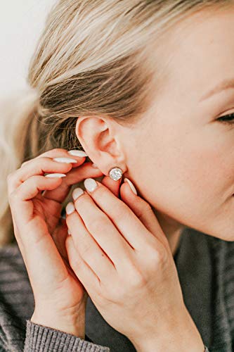 SWEETV Cubic Zirconia Stud Earrings, 8mm Round Cut, Rhinestone Hypoallergenic Earrings for Women & Girls3