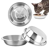 4 Pcs Stainless Steel Cat Bowls, Kitten Food Bowls, Feeding Watering Supplies for Cats and Dogs, Cat Water Bowl Pet Bowl Shallow Food Dish Putting Milk and Grain