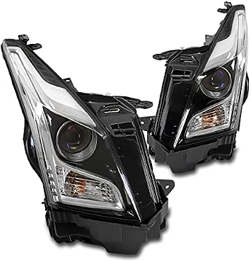 Projector Headlights Headlamps Lamp Chrome Compatible with 2013-2018 Cadillac ATS