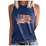 Gym Tops Men Independence Day Bedruckte Ärmellose Bluse Chiffon Weste Mit Rundhalsausschnitt Spitze Tops Für Frauen Weste Mit Rundhalsausschnitt Baumwolle Tank Mesh Streetwear Oberteile Marineblau S