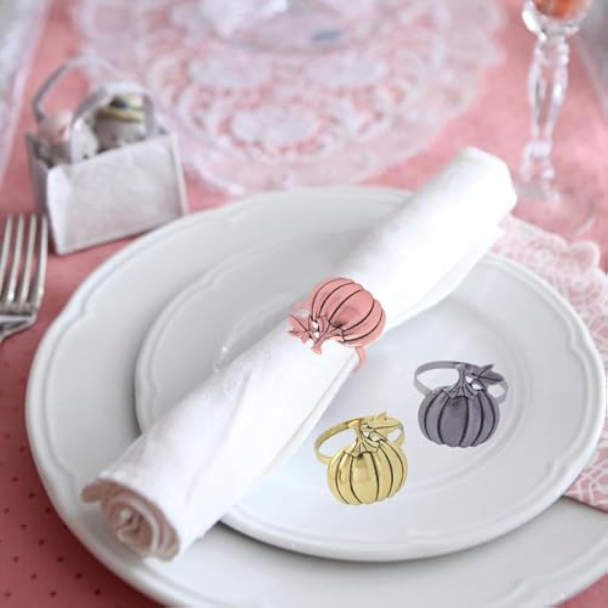 6Pcs Pumpkin Napkin Rings for Table Parties