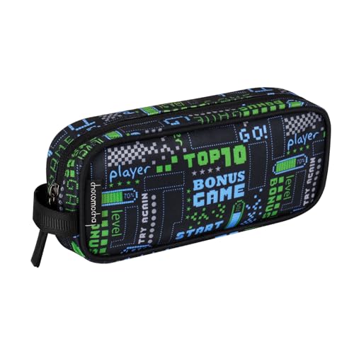Image of Choco Mocha Kids Pencil Case for Boys, Soft Zipper Pencil Pouch for Boys, Kids Pencil Case for School Game Print Pencil Bag for Toddler Boy, Black