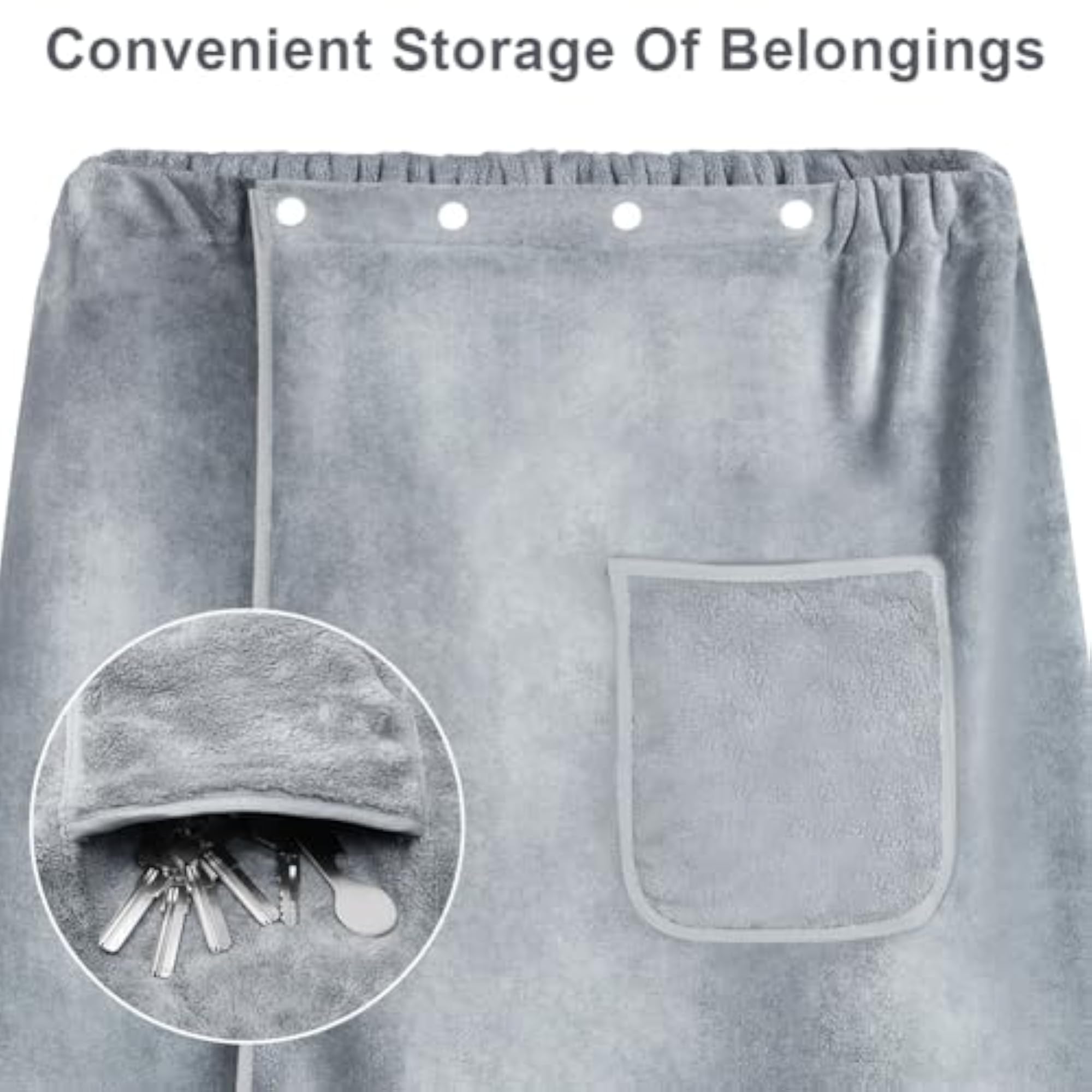 Men's Adjustable Sauna Kilt Towel, Grey
