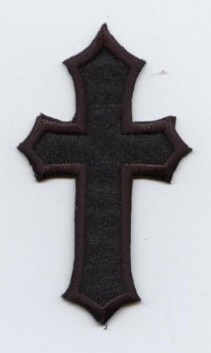 2-1/2" - Black Religious Cross - Iron on Applique/Embroidered Patch