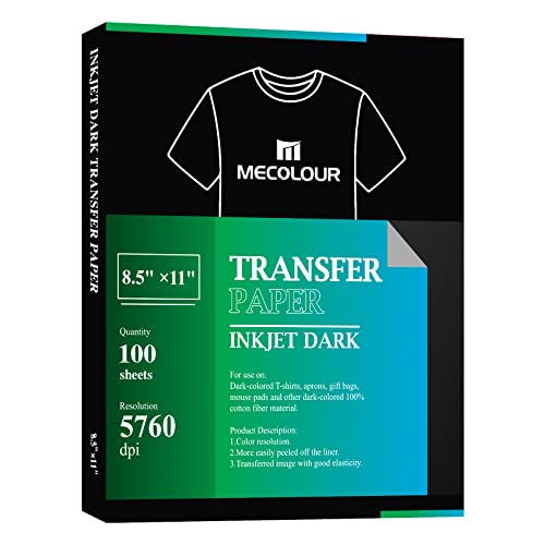 Mecolour Transfer Paper For T Shirt Heat Transfer Paper 100 Sheets For Dark Fabric #TOP12