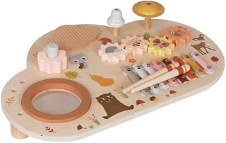Wooden Musical Activity Board for Toddlers - Multifunctional Montessori Sensory Toy with Xylophone, Gears, Drum & Percussion, Educational Fine Motor Skill Toy for Babies 12+ Months