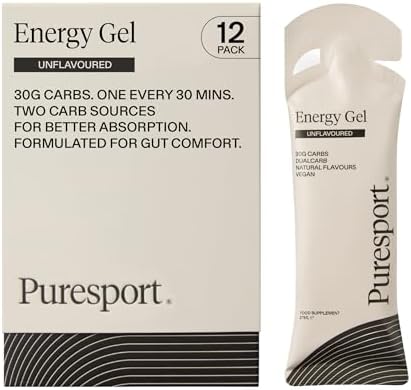 Puresport Energy Gels (Unflavoured, 12 Pack), Fast-Release 30g Du...