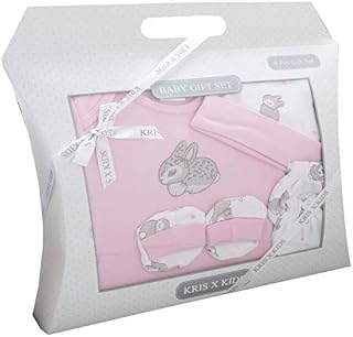 Baby Gift Set - 5 Piece, 100% Cotton, Bodysuit, Booties, Hat, Baby Toy, Girls, Boys - 0-3 Months, Blue