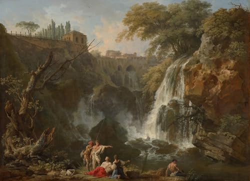 Lienzo de Le Cascate di Tivoli de Claude Vernet cuadro decorativo de 60x90cm 1