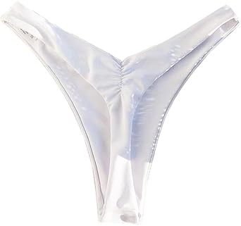 YELAIVP Womens Ruched Back Bikini Bottoms High Cut Bathing Suit Bottoms Cheeky Thong Swimsuit Bottom