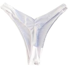 SherryDC Womens Cheeky Thong Brazilian Bikini Bottoms Sexy High Cut Leg Swimsuit Bottom Ruched Butt Bathing Suit Briefs