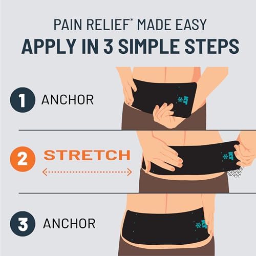 KT Tape, Back Pain Relief Patches, Extra Large 4"x10", Menthol Infused Kinesiology Tape, Cooling Pain Therapy, Everyday Long-Lasting Relief, 4 Count — view 6